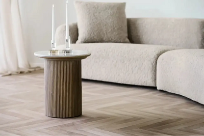 Table d'appoint ATHENS avec un plateau en céramique, blanc et marron foncé - 45x50 cm HOUSE NORDIC