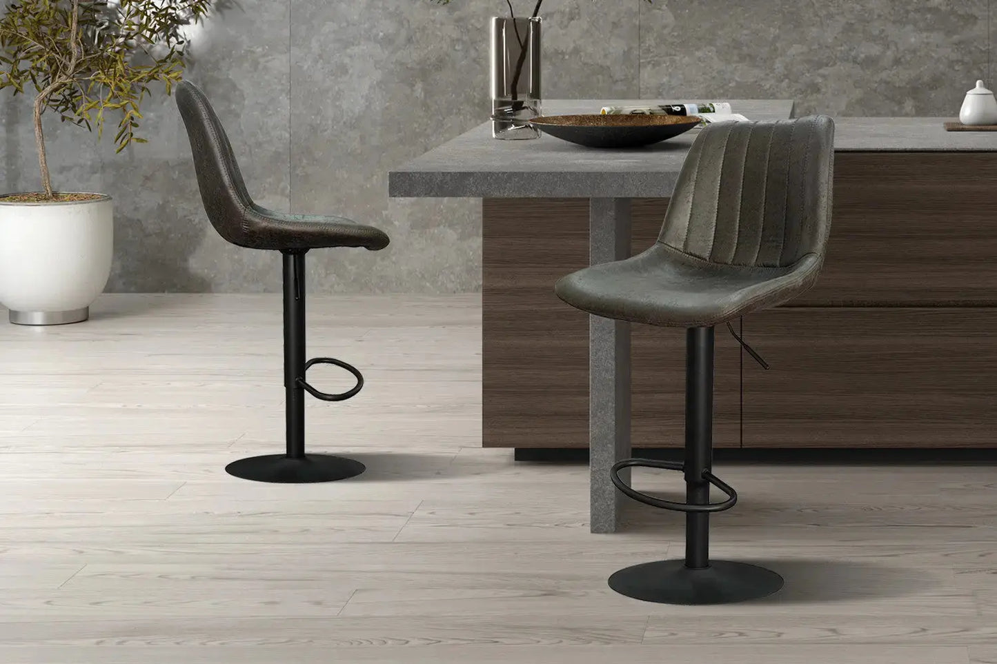 Lot de Chaises de Bar BAYA en PU Brun Foncé - 43 x 50 cm ROUSSEAU