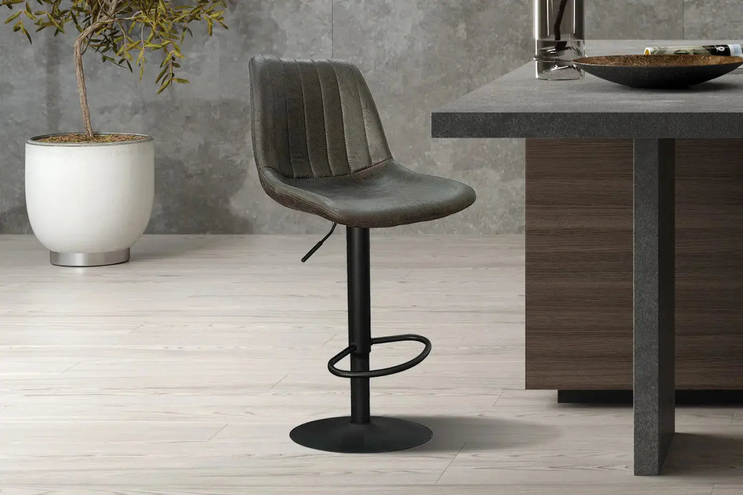 Lot de Chaises de Bar BAYA en PU Brun Foncé - 43 x 50 cm ROUSSEAU