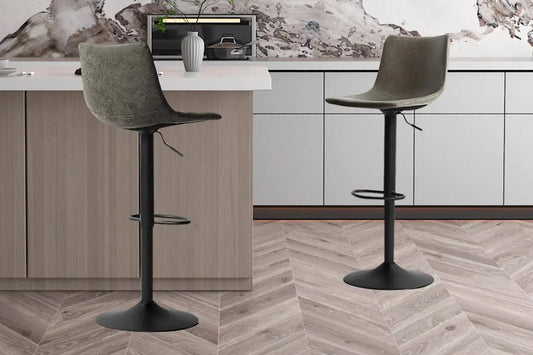 Lot de Tabourets de Bar TREVIS en PU Gris - 41 x 47 cm ROUSSEAU