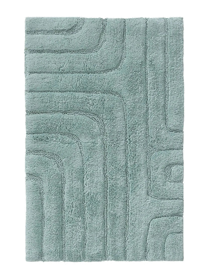 Tapis de bain 100% Coton tufté à la main DAN Bleu BENUTA