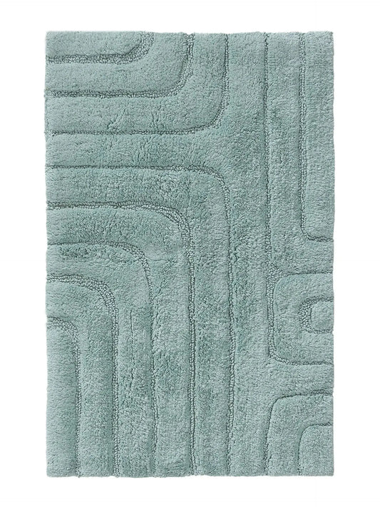 Tapis de bain 100% Coton tufté à la main DAN Bleu BENUTA