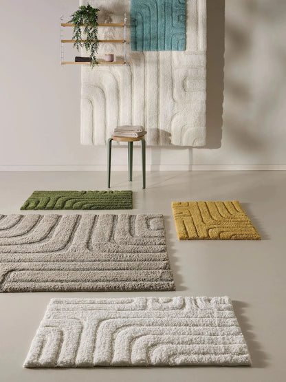 Tapis de bain 100% Coton tufté à la main DAN Bleu BENUTA