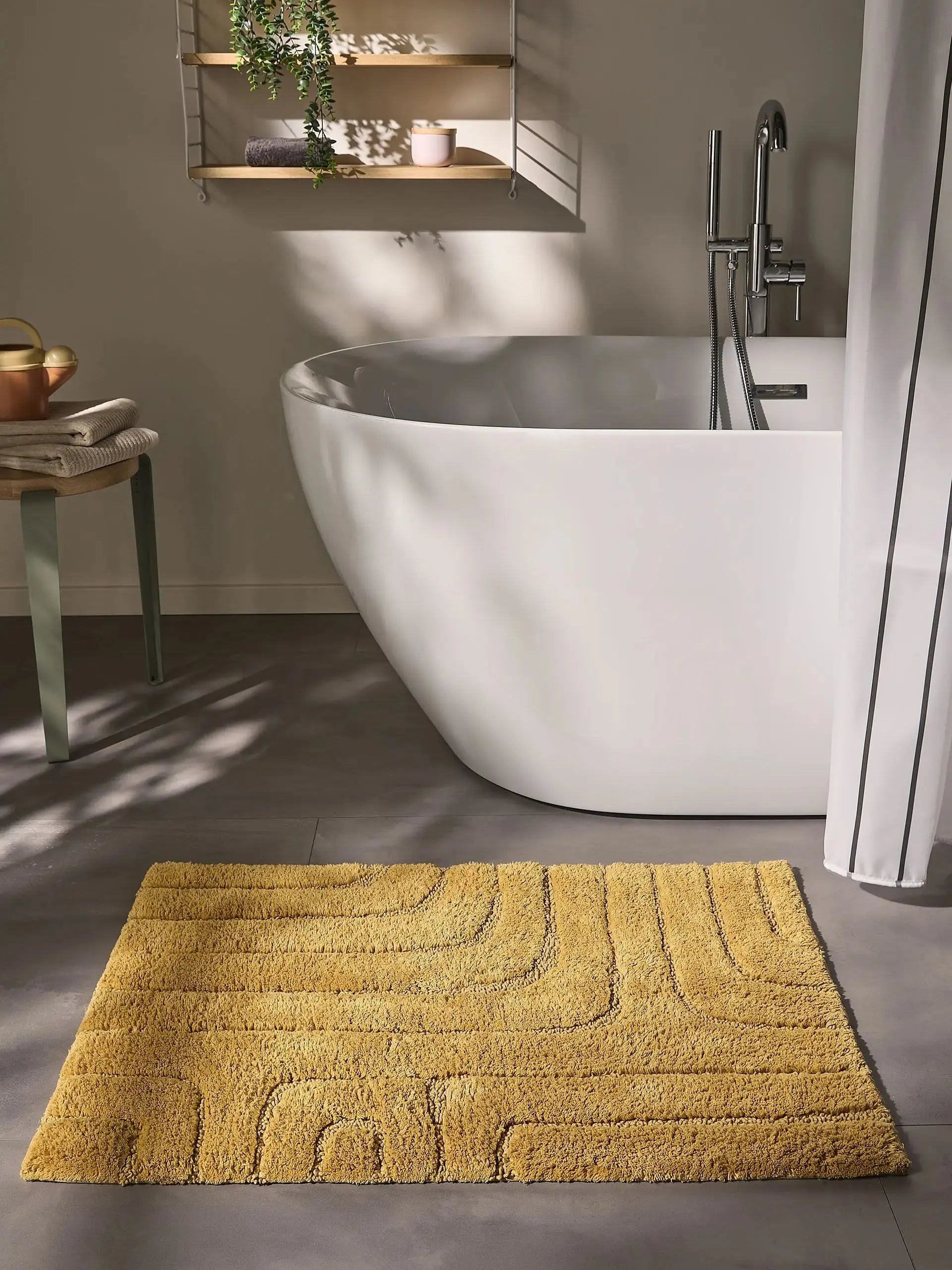 Tapis de bain 100% Coton tufté à la main DAN Jaune BENUTA