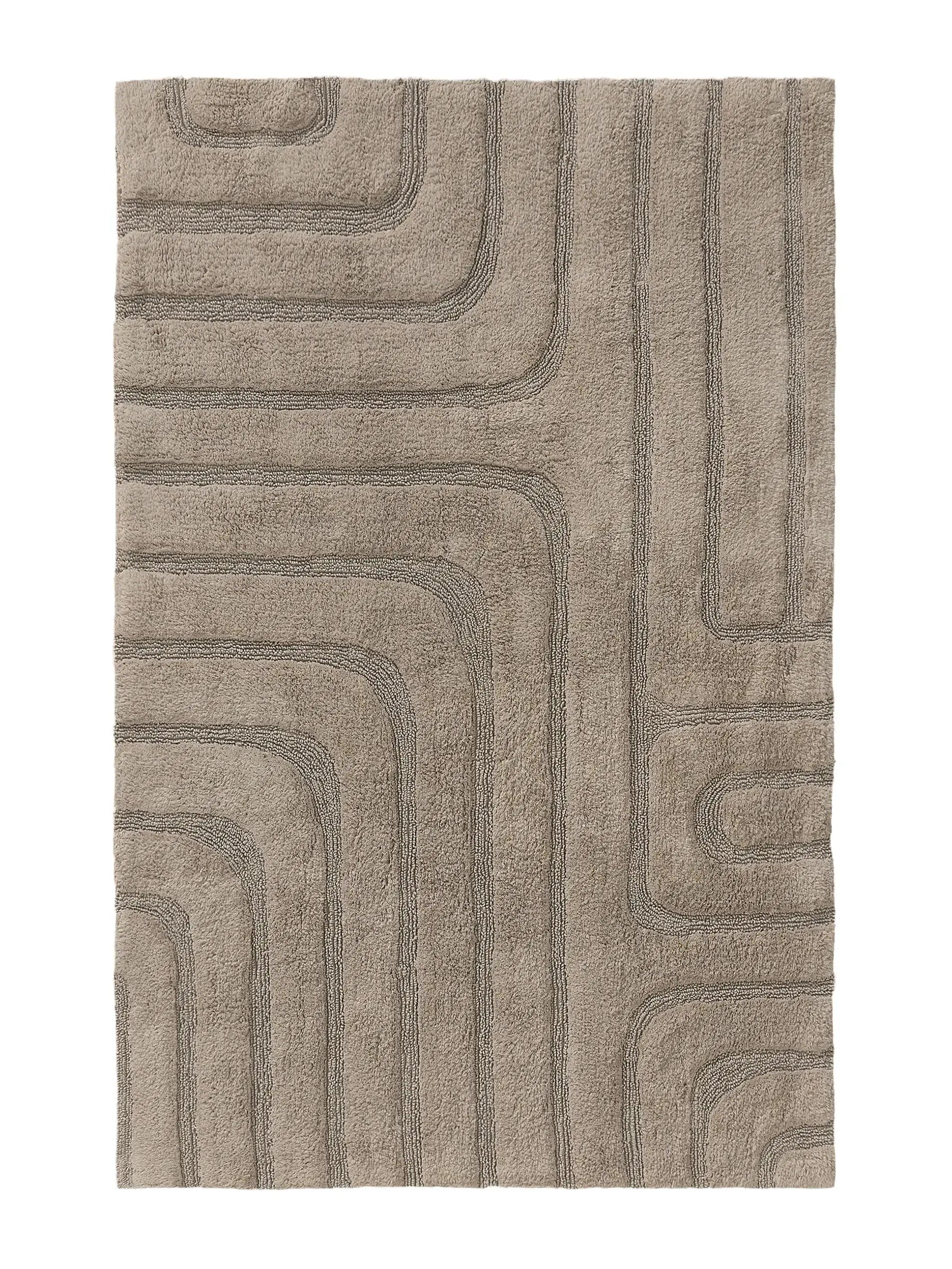 Tapis de bain 100% Coton tufté à la main DAN Taupe BENUTA