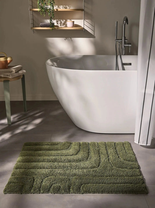 Tapis de bain 100% Coton tufté à la main DAN Vert BENUTA
