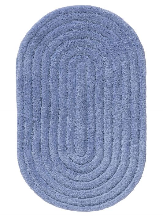 Tapis de bain 100% Coton tufté à la main NIA Bleu BENUTA