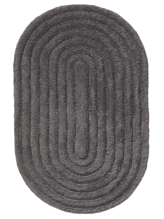 Tapis de bain 100% Coton tufté à la main NIA Gris Foncé BENUTA