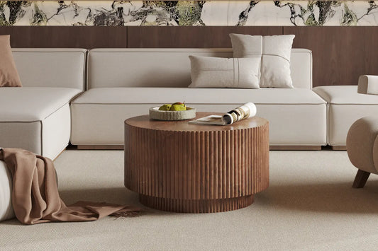 VICTORIA - Table basse Ronde en Bois de manguier Brun clair - 70 cm ROUSSEAU