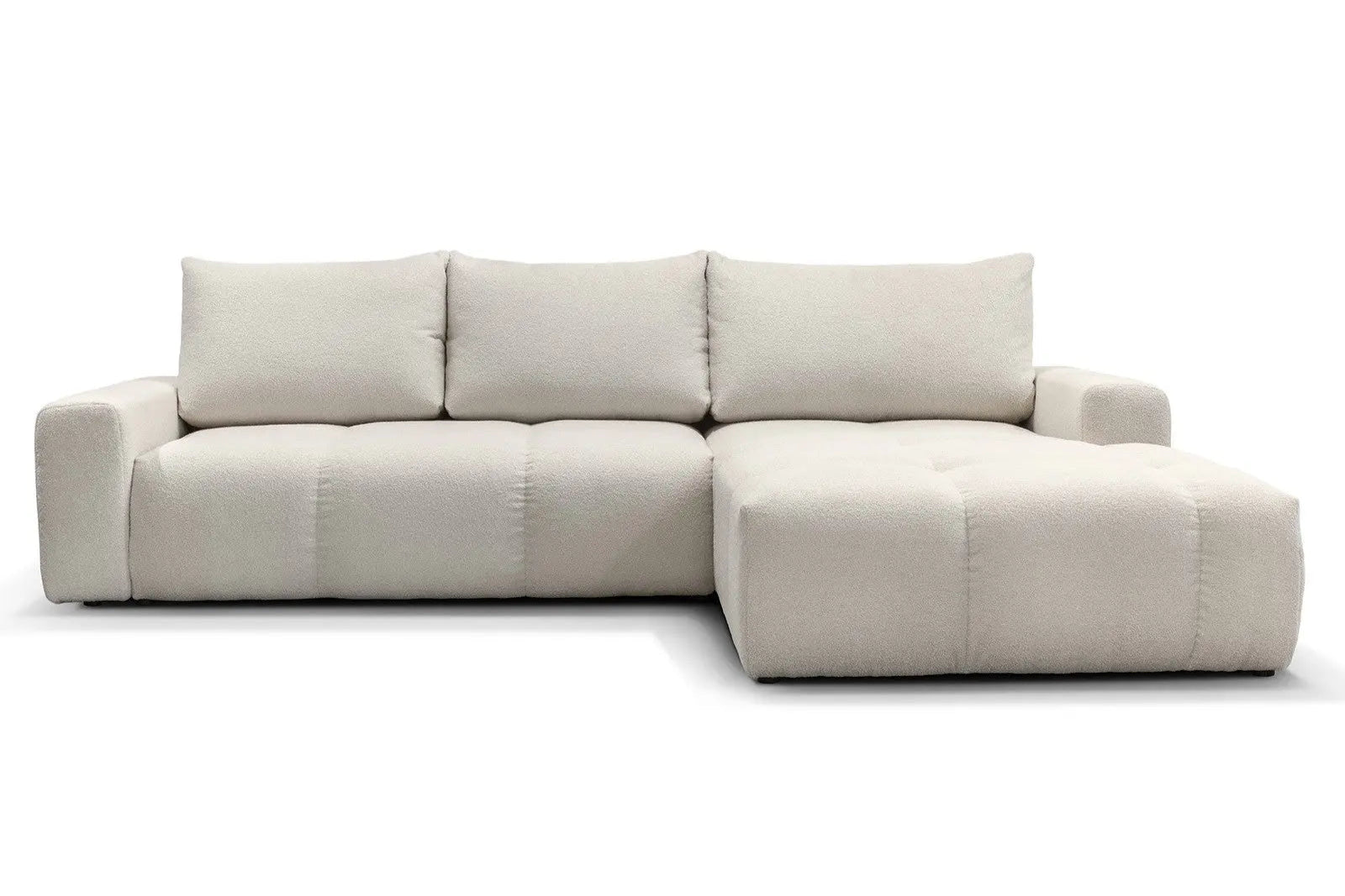 Canapé d’angle convertible BUBBLE avec coffre en Tissu Beige 302x217 cm MAISON DES MEUBLES