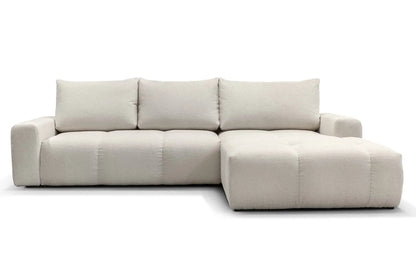 Canapé d’angle convertible BUBBLE avec coffre en Tissu Beige 302x217 cm MAISON DES MEUBLES