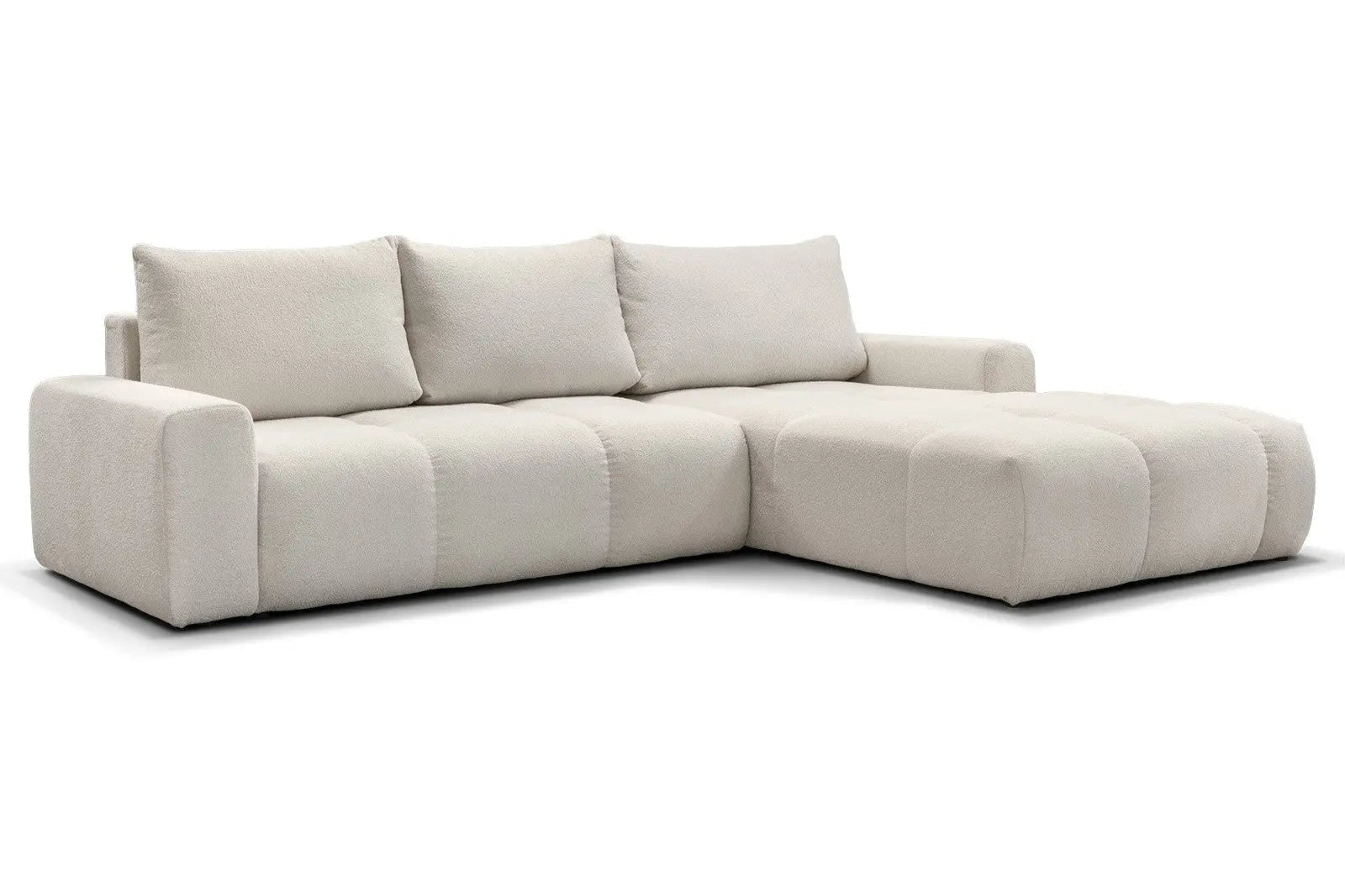 Canapé d’angle convertible BUBBLE avec coffre en Tissu Beige 302x217 cm MAISON DES MEUBLES