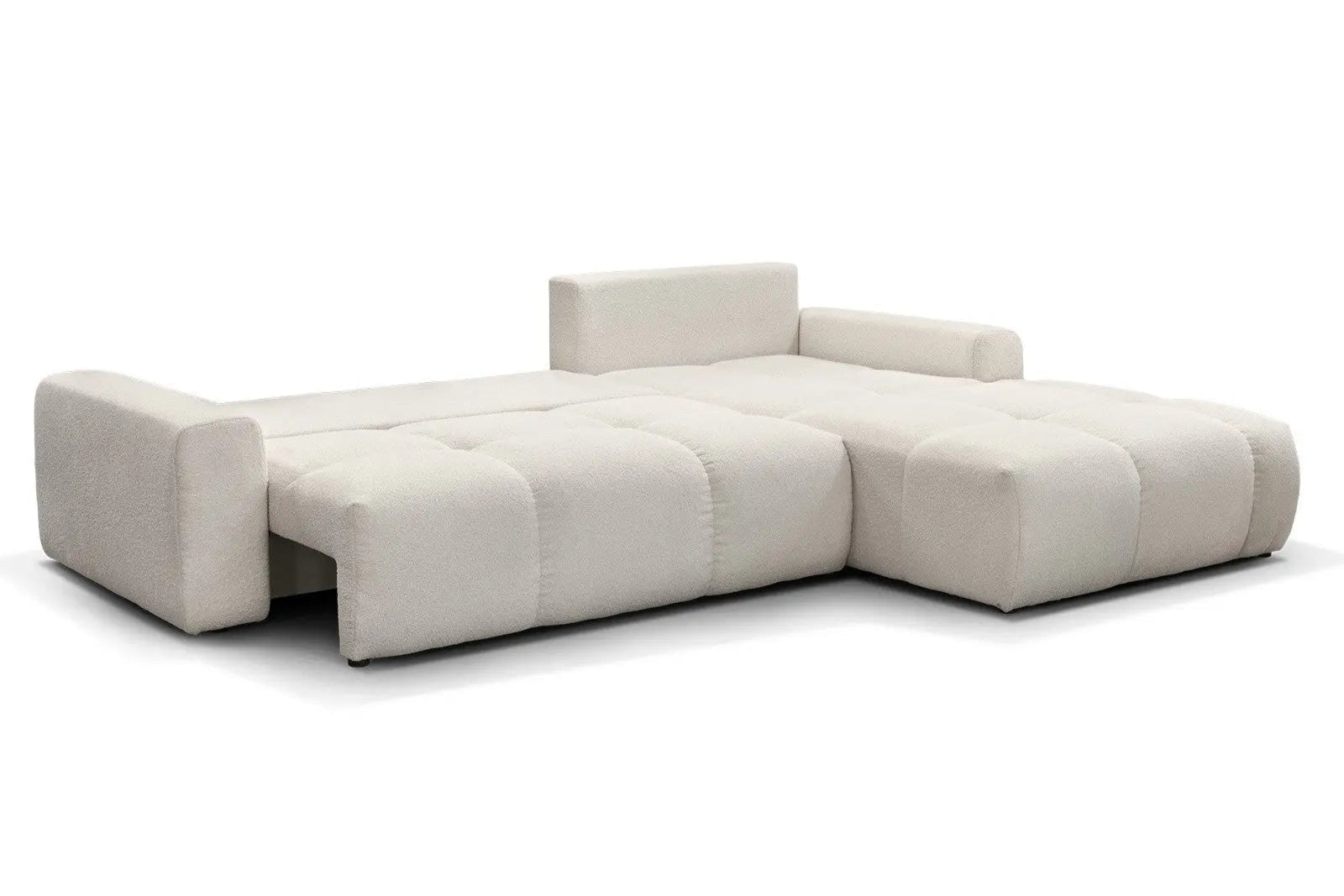 Canapé d’angle convertible BUBBLE avec coffre en Tissu Beige 302x217 cm MAISON DES MEUBLES